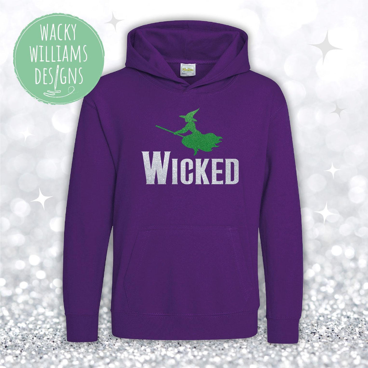 Glitter Wicked Witch Kids Hoodie: Musical Theatre Gift
