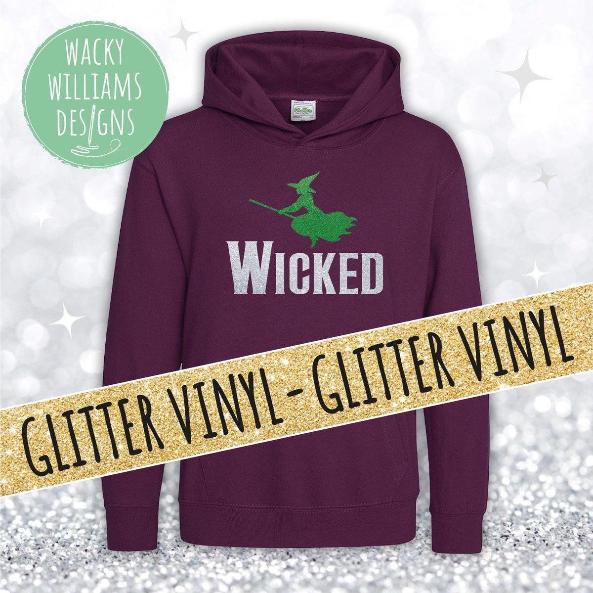 Glitter Wicked Witch Kids Hoodie: Musical Theatre Gift