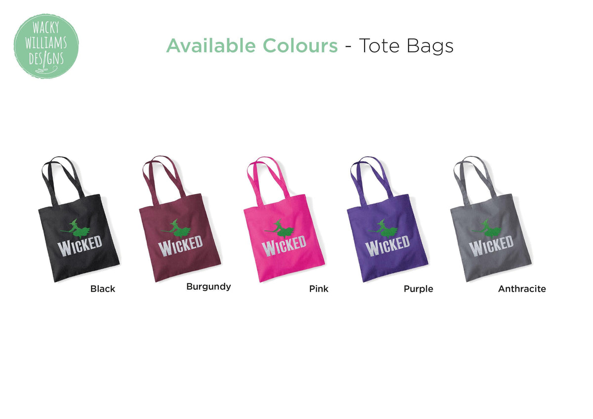 Wicked Witch Glitter Tote bag, Wicked theatre musical tote bag